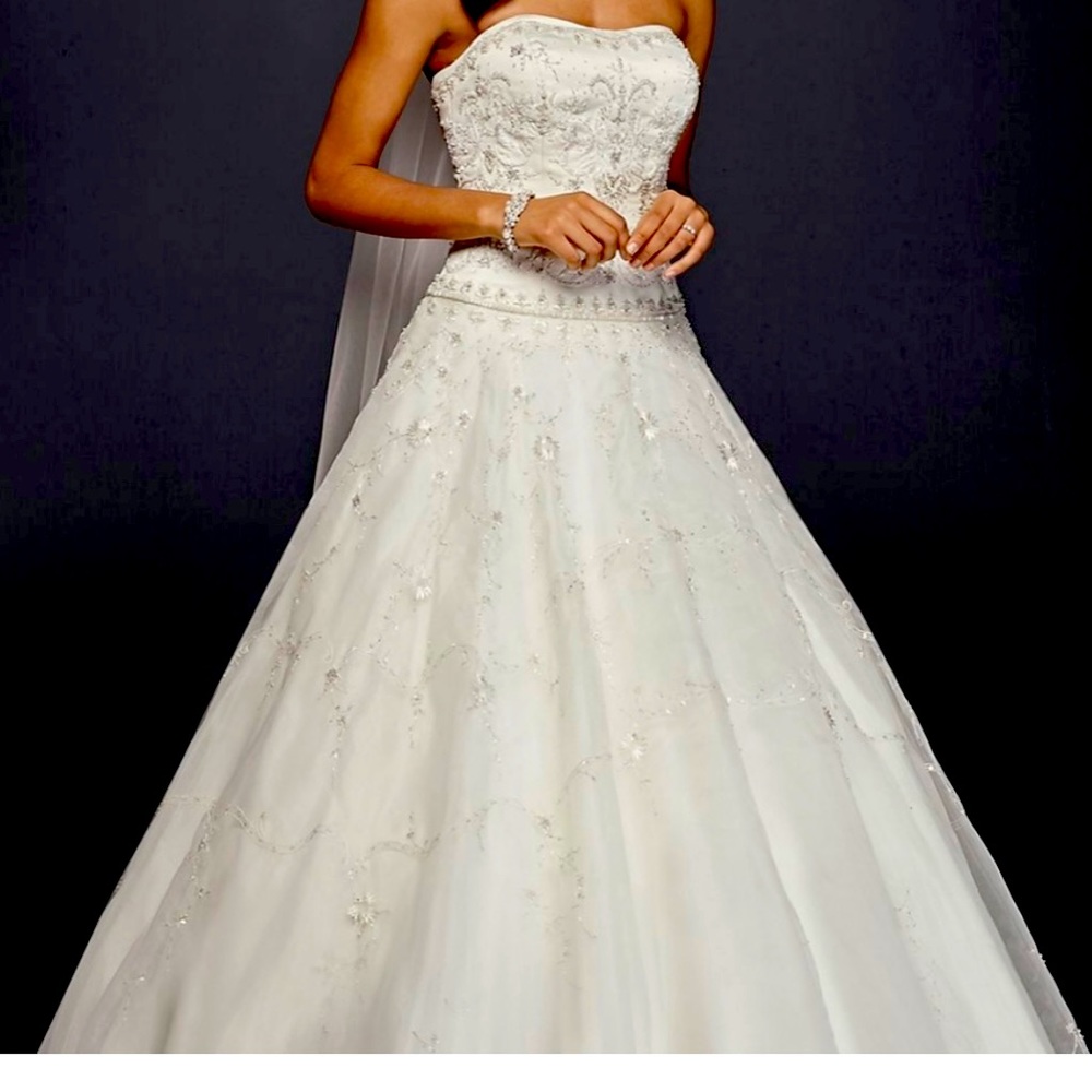 Oleg Cassini satin bodice organza wedding dress